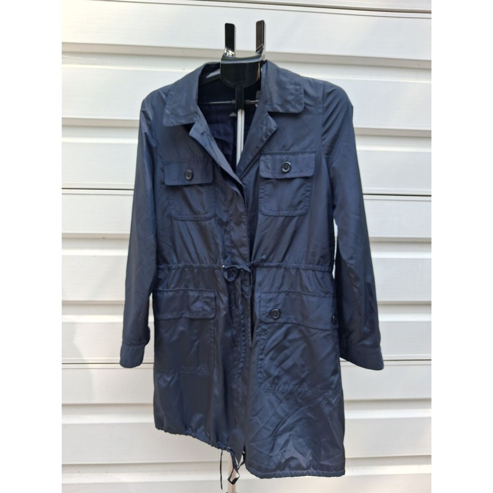 Banana Republic Women's Navy Drawstring Trench Raincoat Jacket